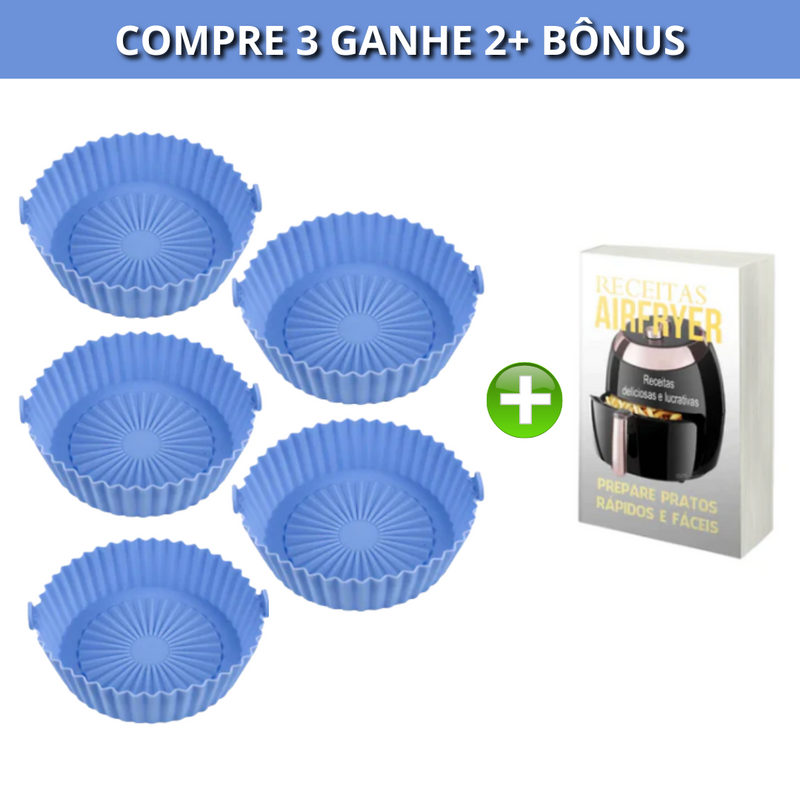 Kit de Bandejas Silicone Permanente para Air Fryer - Reutilizável Premium