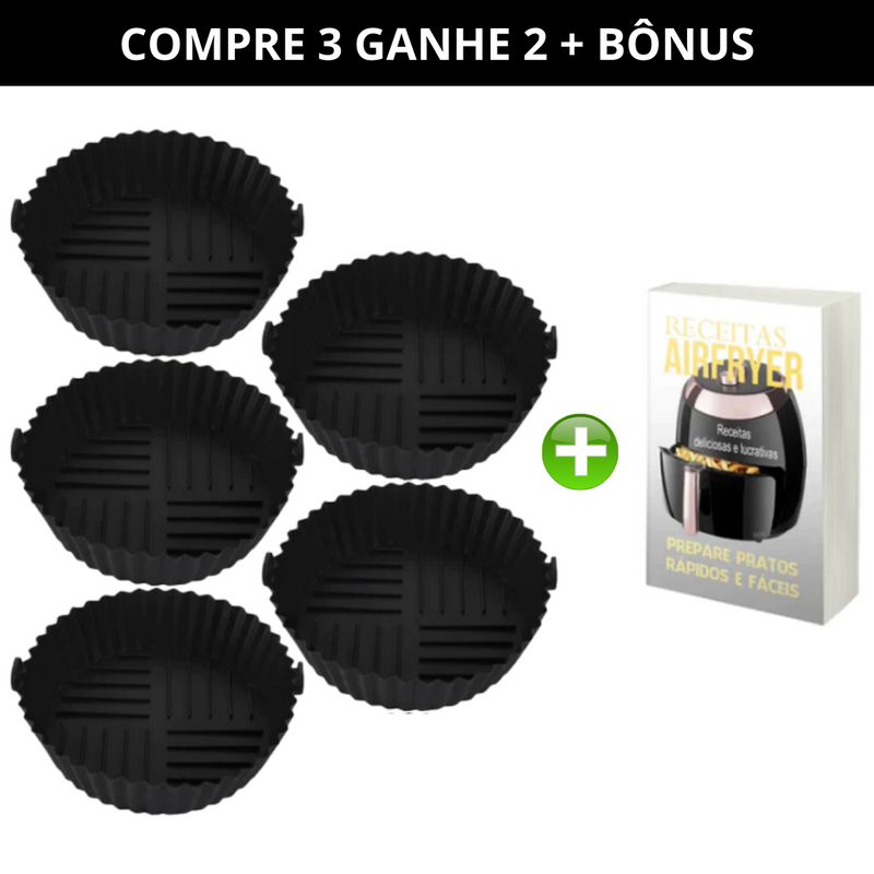 Kit de Bandejas Silicone Permanente para Air Fryer - Reutilizável Premium