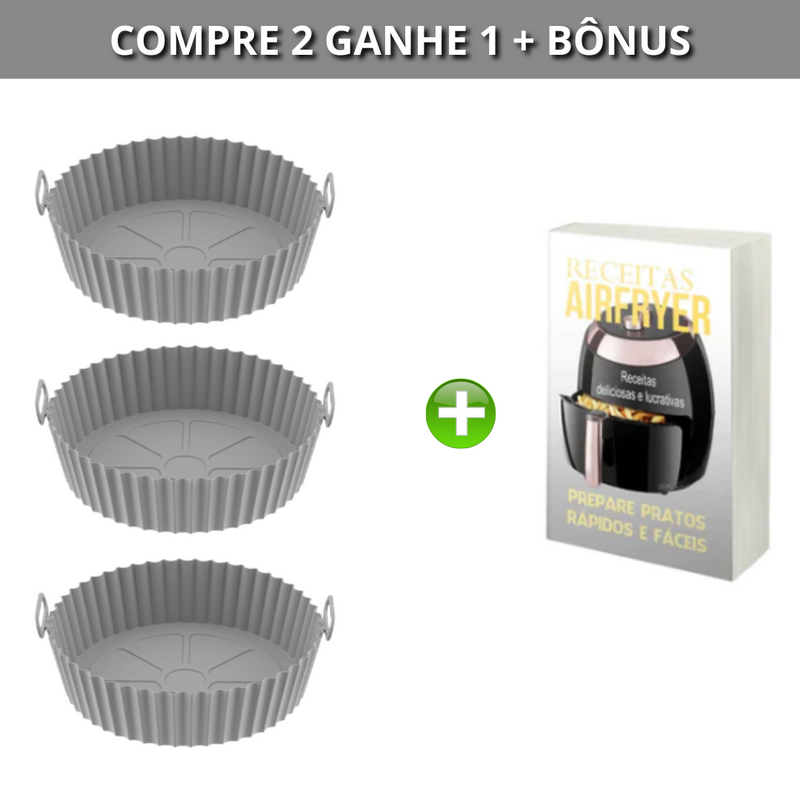 Kit de Bandejas Silicone Permanente para Air Fryer - Reutilizável Premium