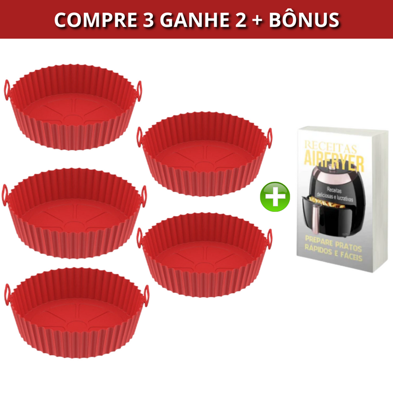 Kit de Bandejas Silicone Permanente para Air Fryer - Reutilizável Premium