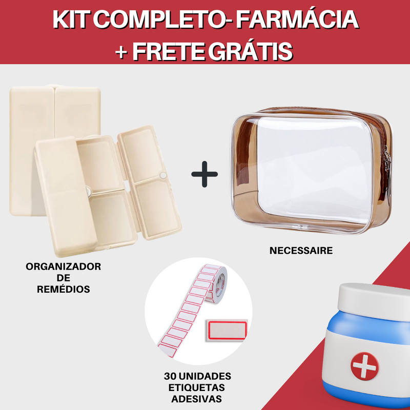 Kit Organizador de Remédios - Caixa + Etiqueta+ Bolsa!