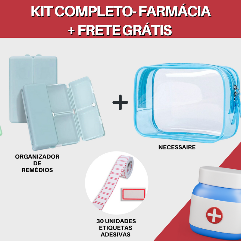 Kit Organizador de Remédios - Caixa + Etiqueta+ Bolsa!